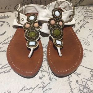 White leather sandals