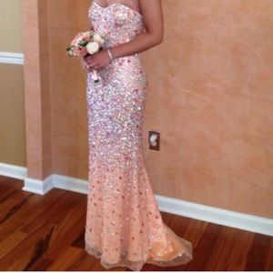 Peach beaded evening/prom dress