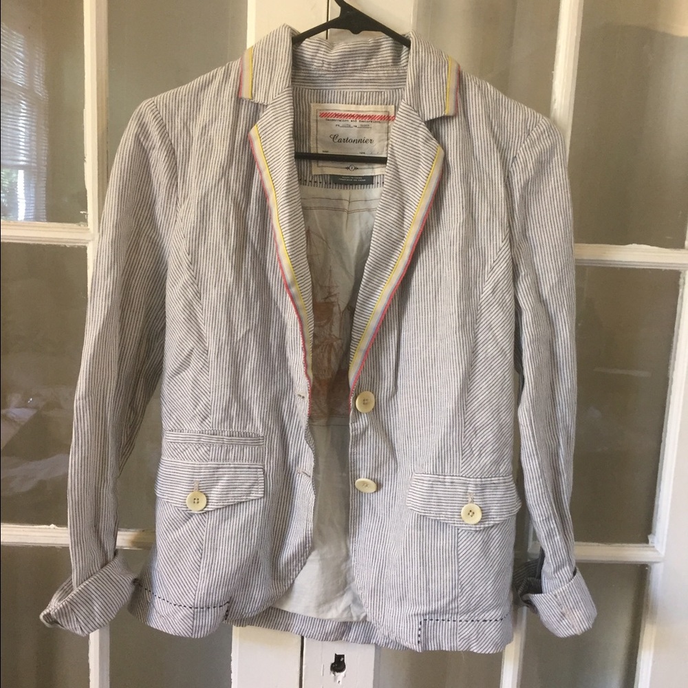 Nautical themed pinstriped blazer