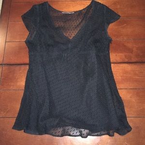 WHBM sheer top with black camisole.