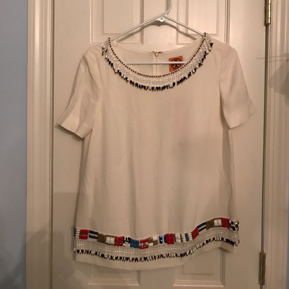 Tory Burch beaded white top