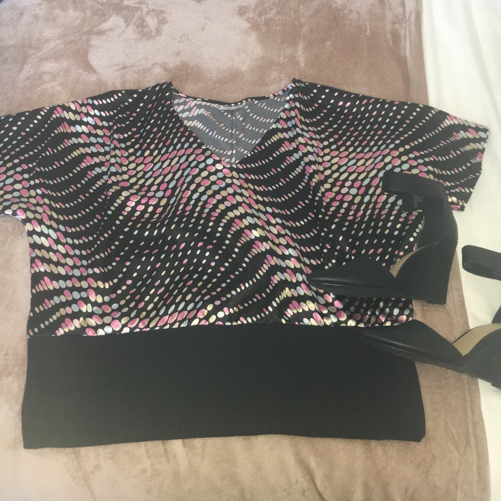 Plus Size Satin Psychedelic Disco Top