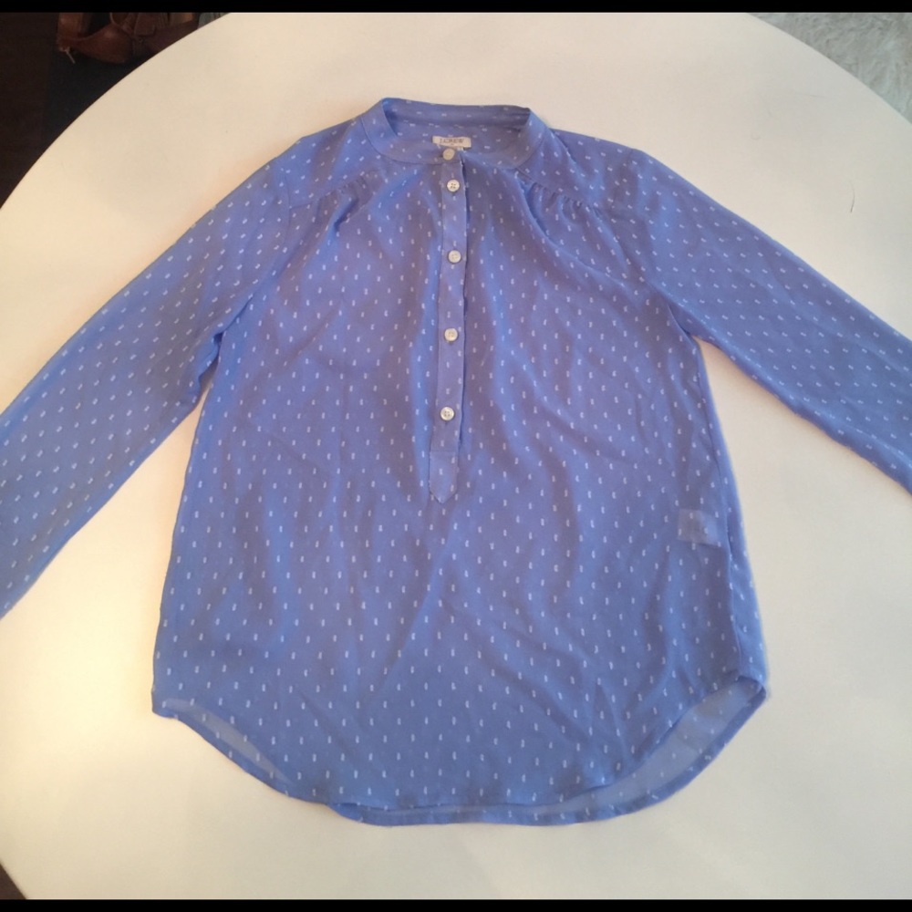 J. Crew Blue Blouse with white dots