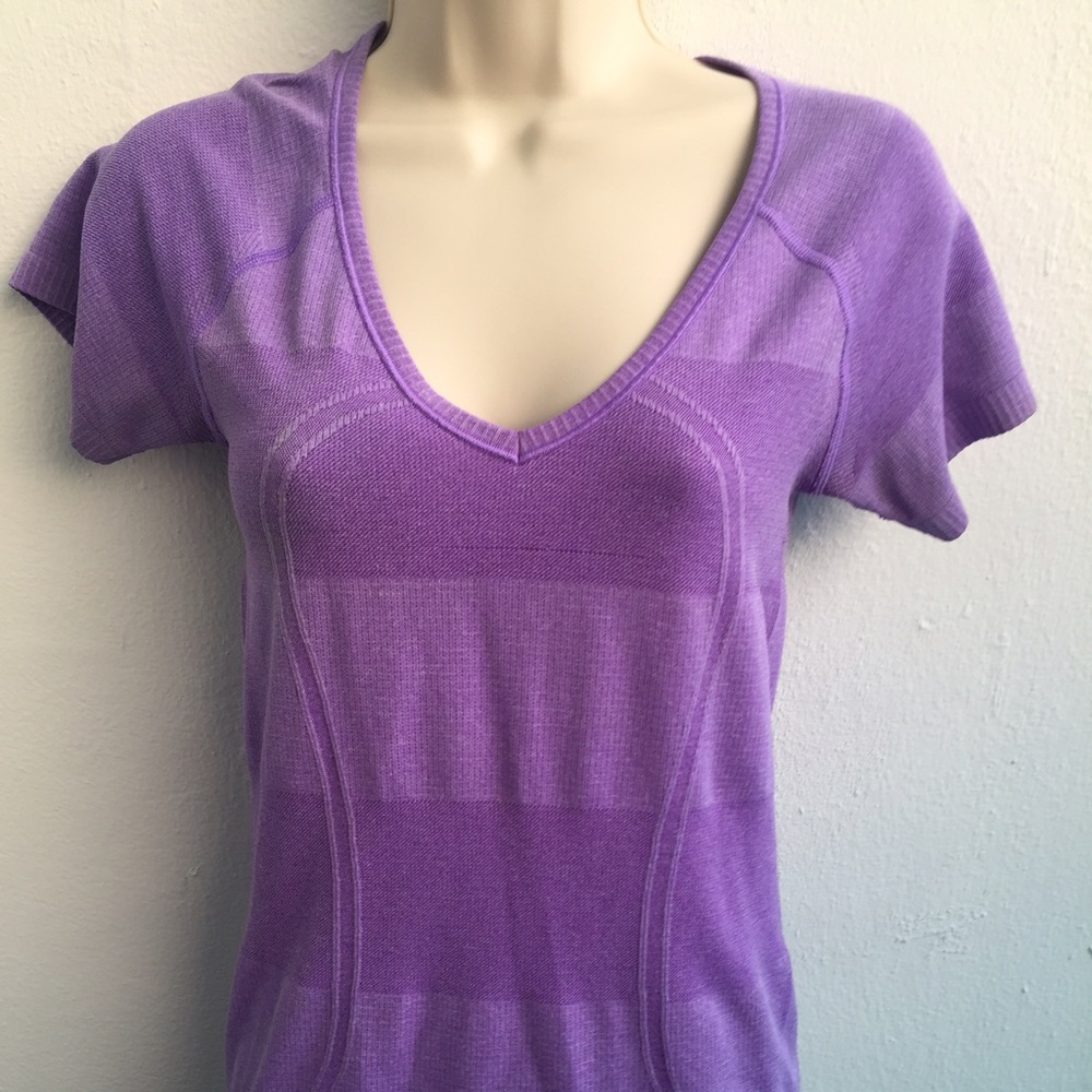 Swiftly tech purple stripe V-neck