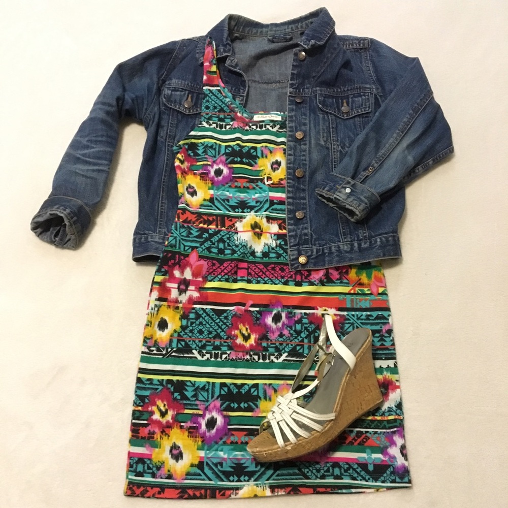Bright floral/tribal print dress