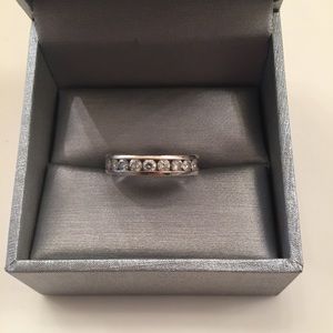 Diamond and white gold wedding band