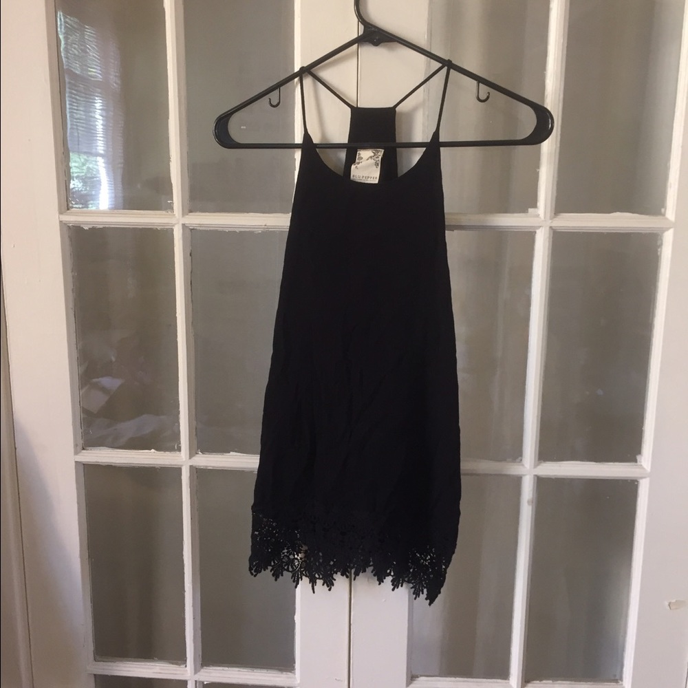 Blu Pepper Lace Trim Blouse