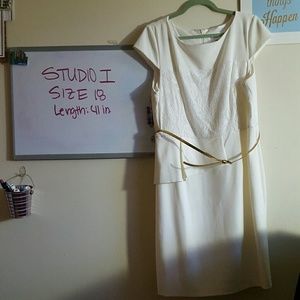 Studio 1 white lace half peplum dress