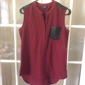 Mossimo Supply Co. Maroon Blouse with Faux Leather