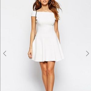 Never worn ASOS white ribbed bardot dress