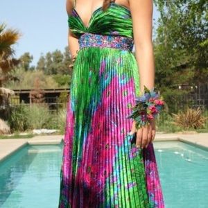 Night Moves Peacock prom dress