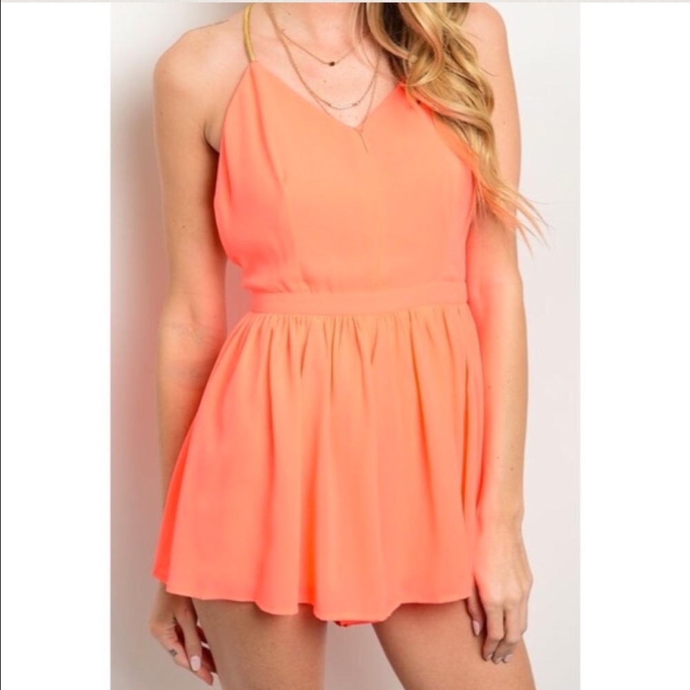 🌸 Neon Coral Romper 🌸