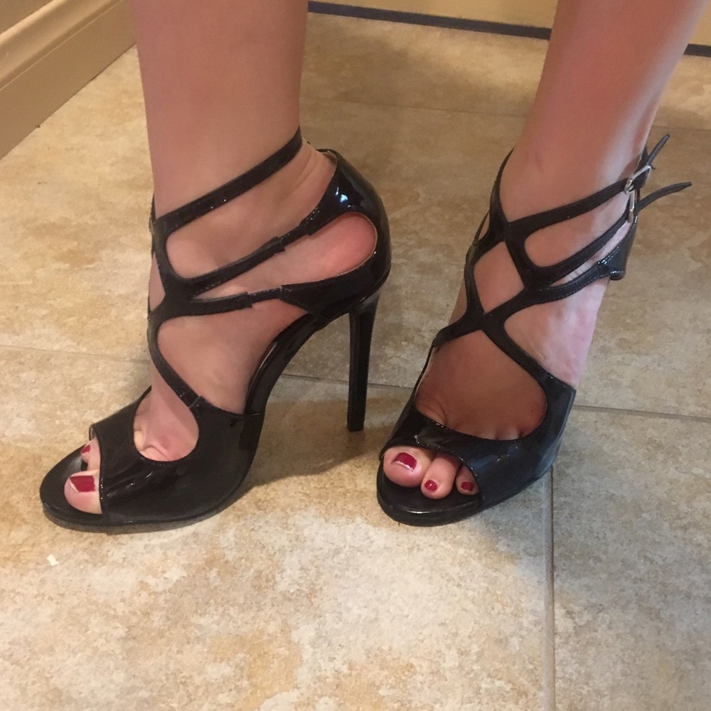 Strapped black heels