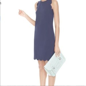 J. Crew Navy Blue Scalloped Dress