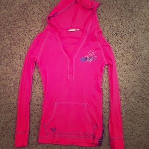 Pink Roxy Long Sleeve Shirt with Hood