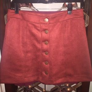 Faux Suede Skirt in Burgundy