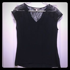 NWOT, Banana Republic Lace Shoulder V-Neck Blouse