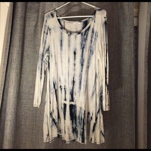 Long sleeved navy tie dye dress