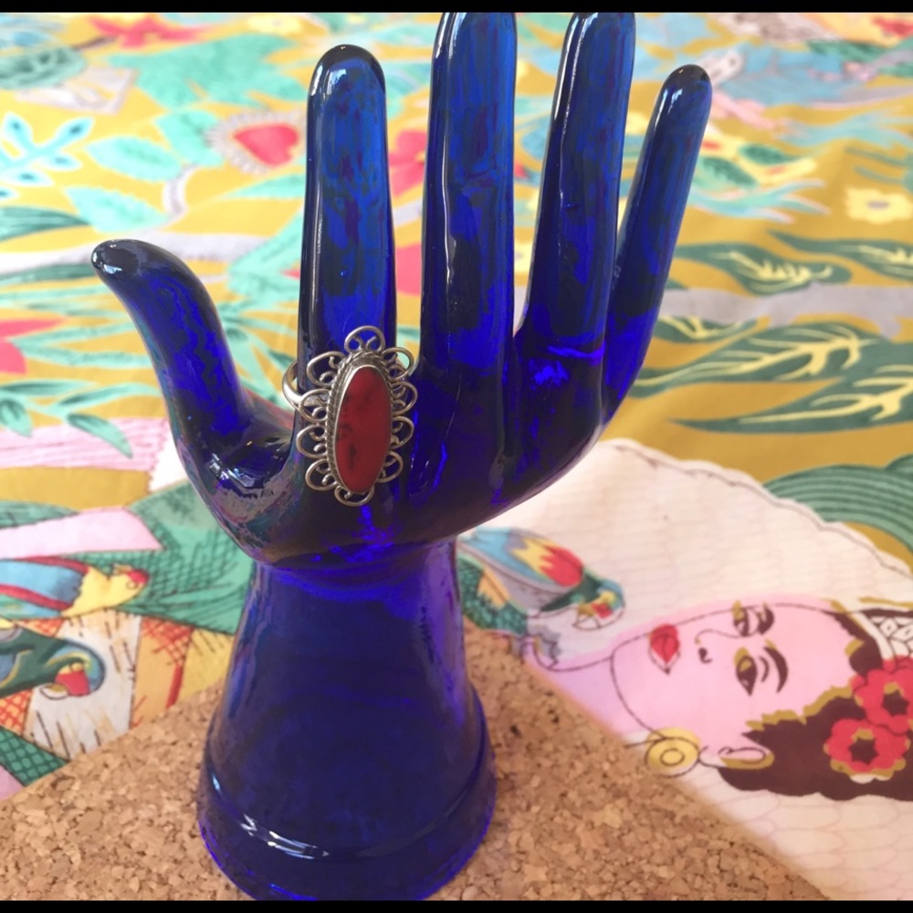 Size 6 Ornate Mexican Red Jasper Ring