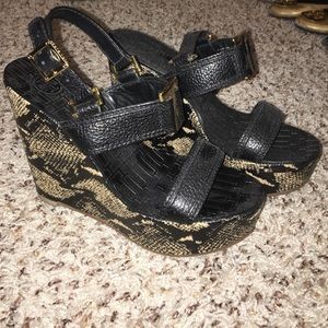 Tory Burch Angeline Snakeskin Wedges