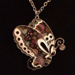 STATEMENT ENAMEL JEWELRY BUTTERFLY NECKLACE