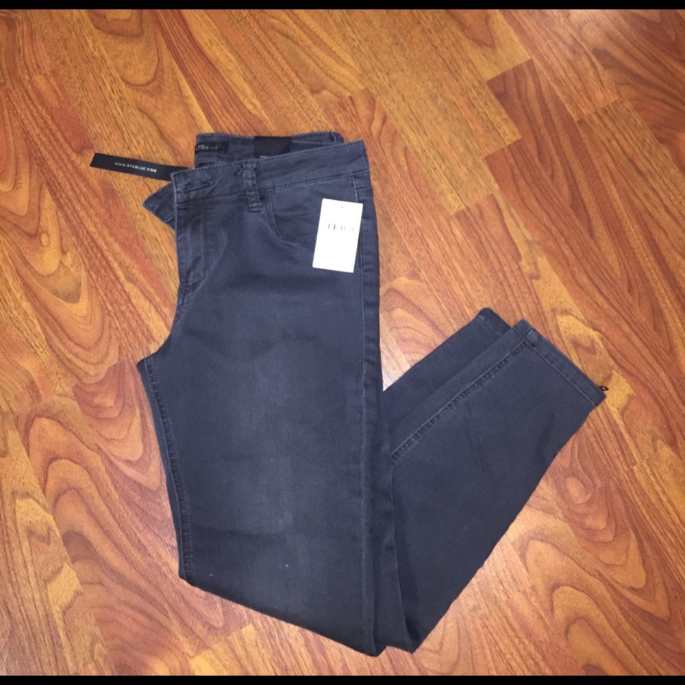 Dark grey ankle zipper skinnies