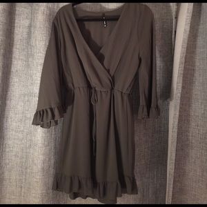 Olive cinch waist dress