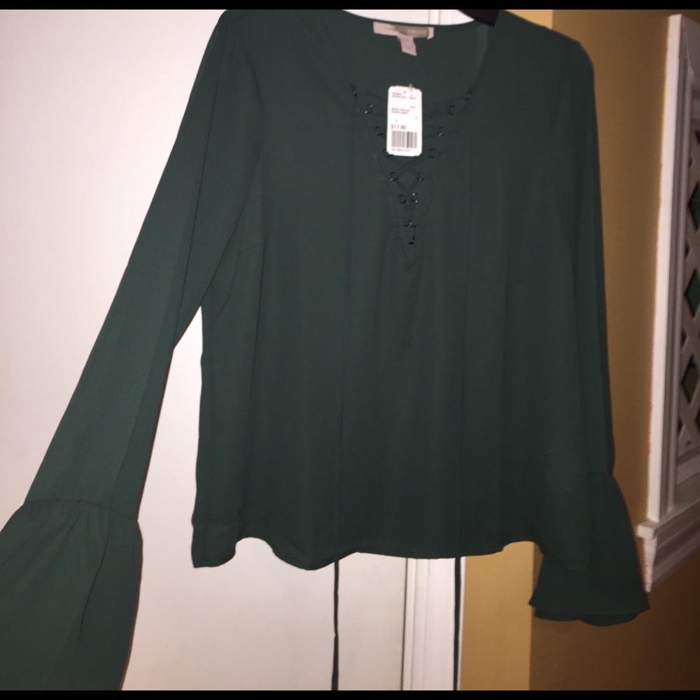 Lace up top with bell sleeves