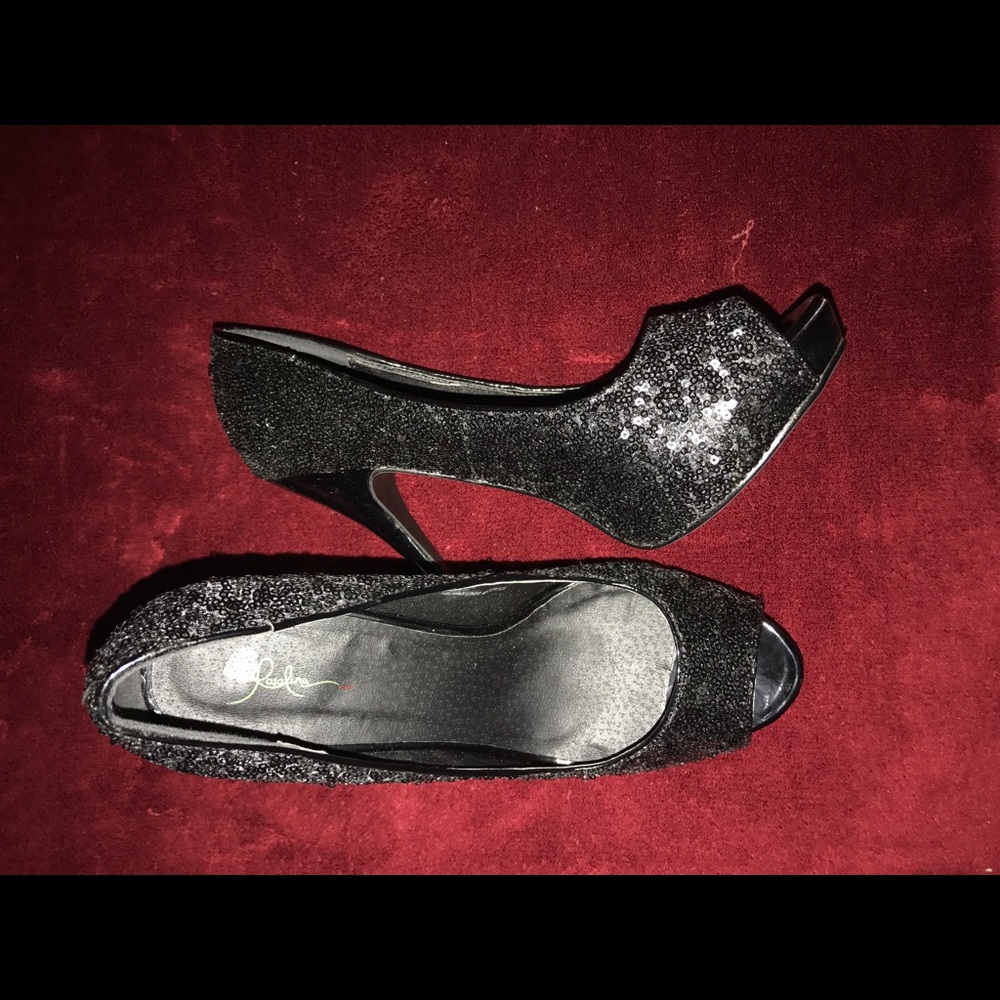 Rosalina Sequin Peep Toe Heels Size 10