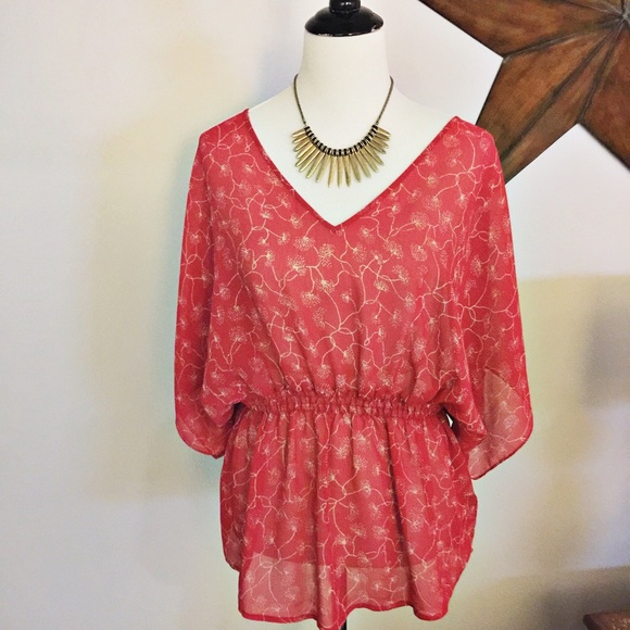 Mossimo Supply Co. Tops - Mossimo Dandelion Butterfly Sleeve Blouse