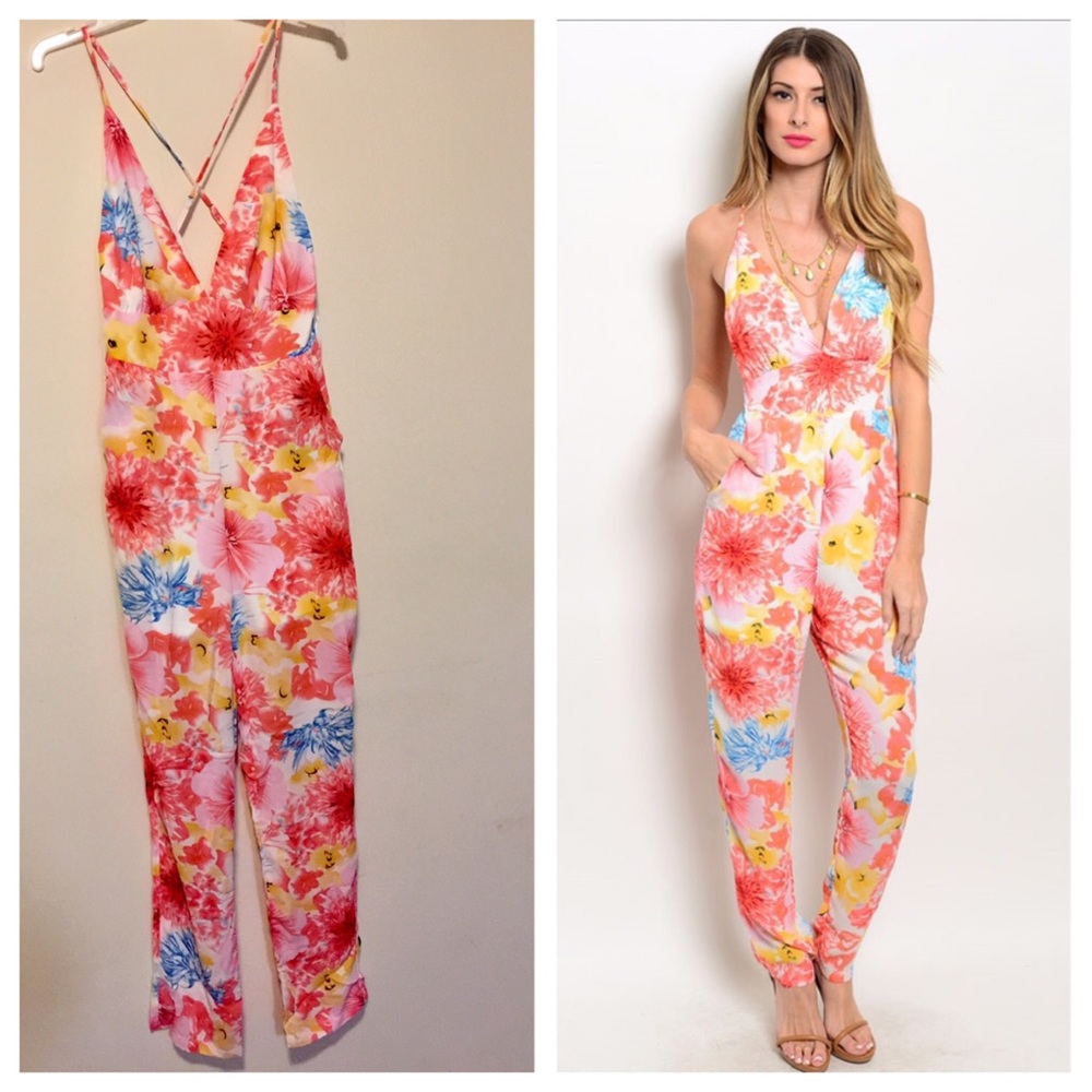 Ivory Coral Pink Jumpsuit