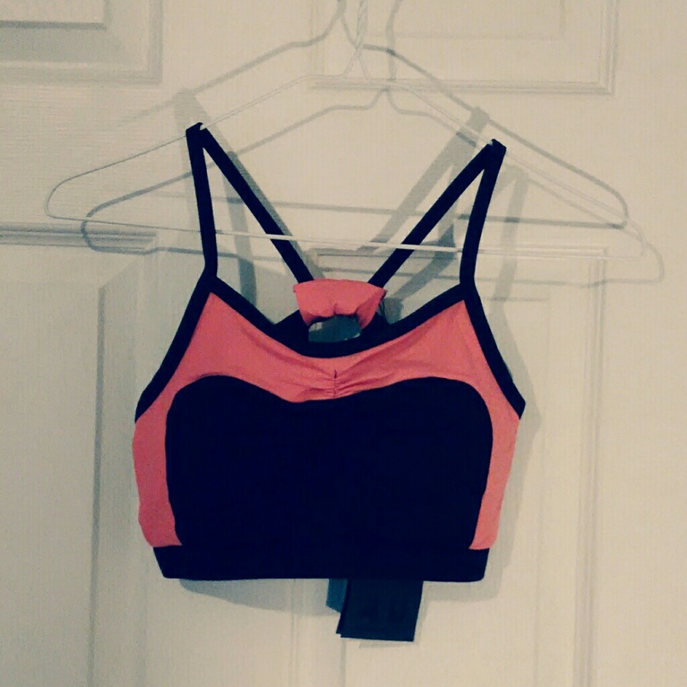NWT 4-U Performance black & coral sports bra