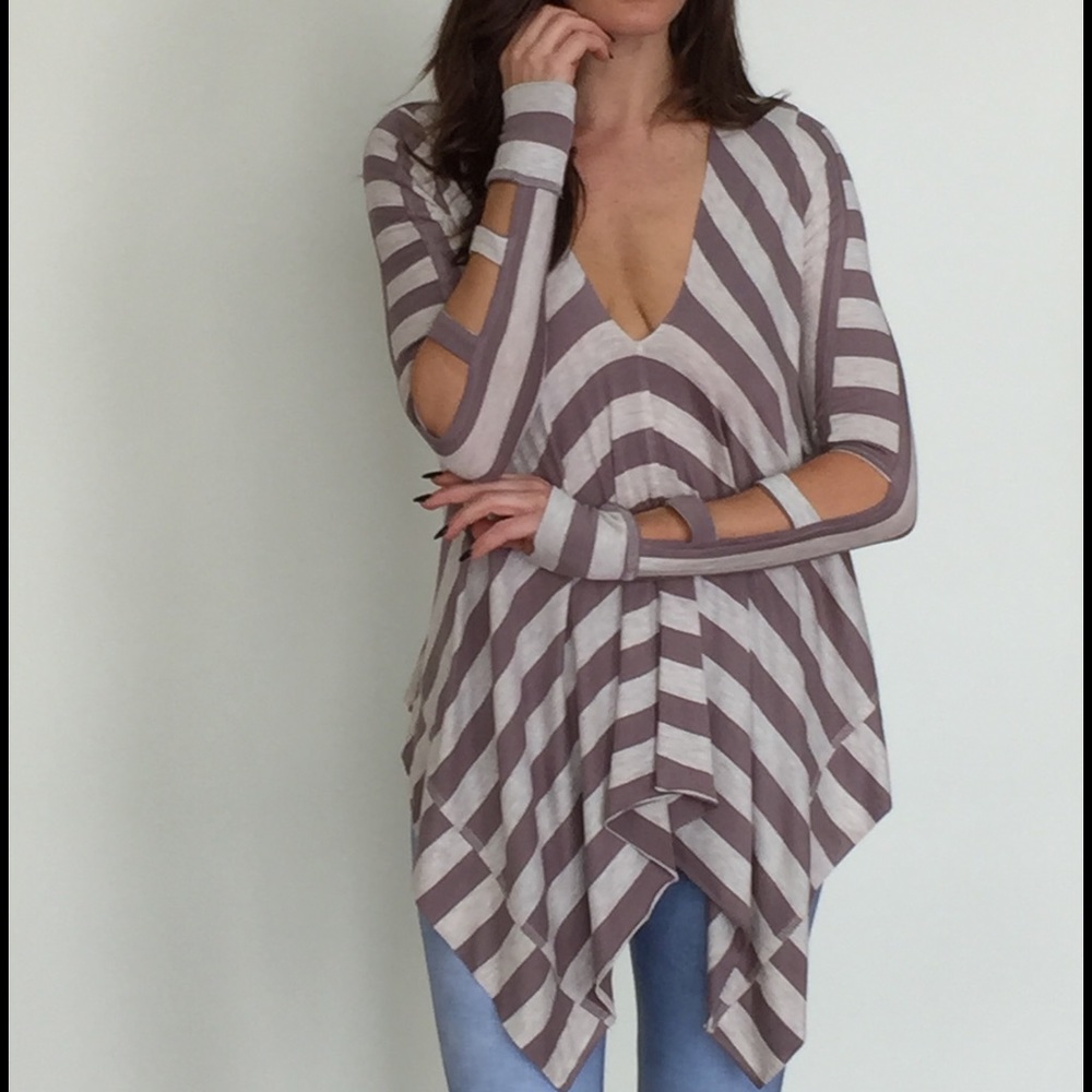 Striped jersey LS top