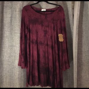 Berry bell sleeve, tie dye dress