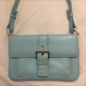 Blue Genuine Leather Shoulder Purse