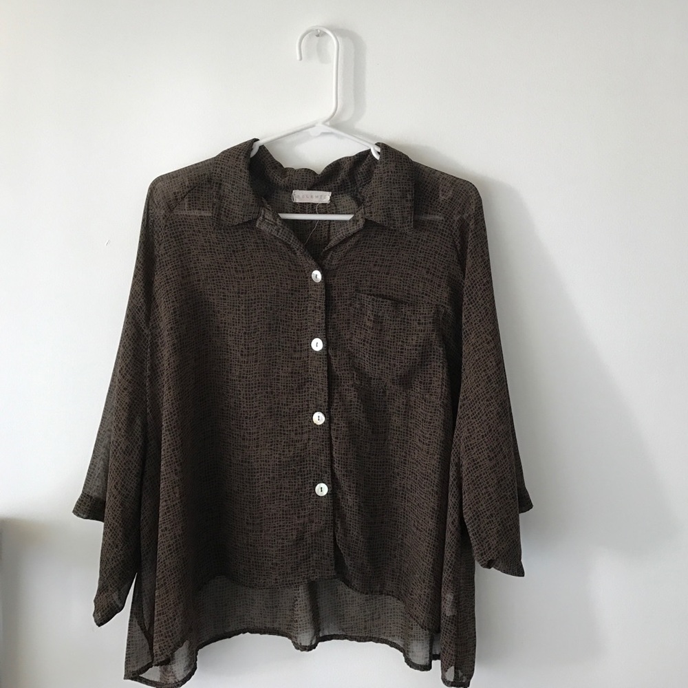 Black-brown sheer blouse