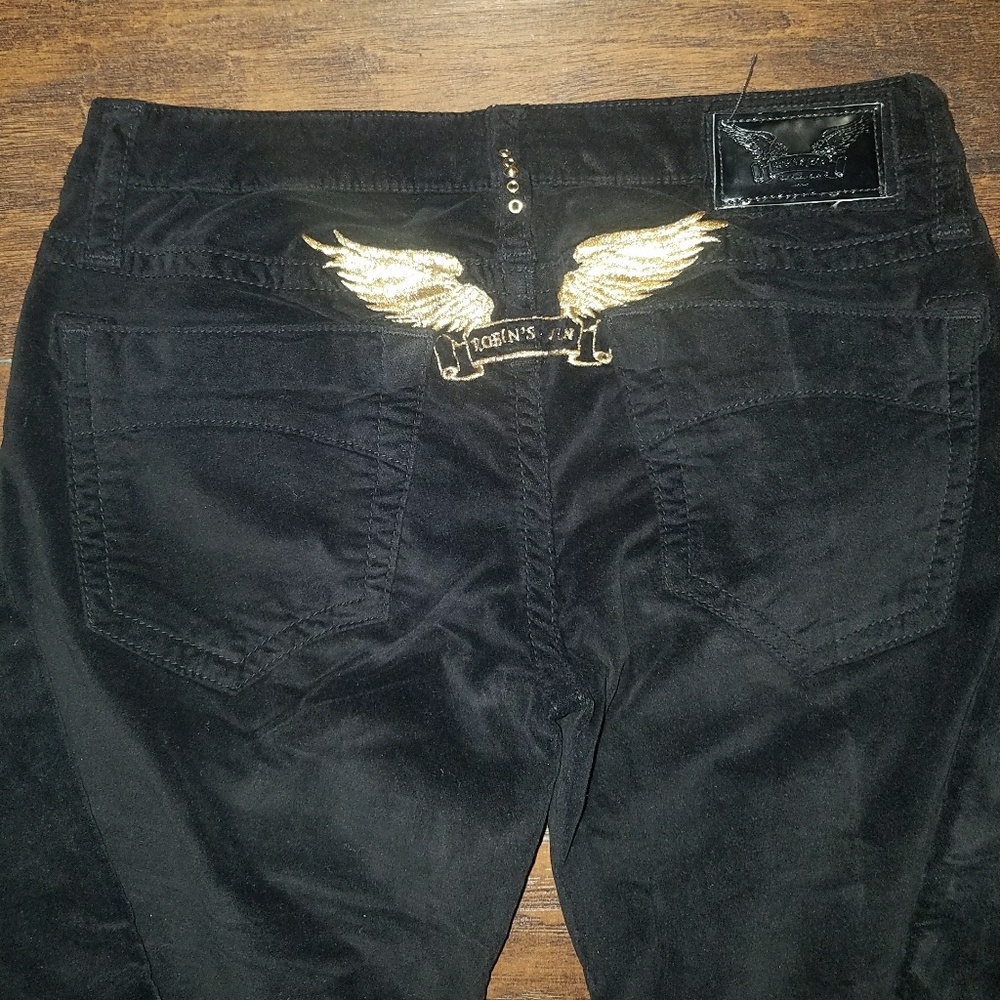 Sold! Robin's Jean "Garbot" Blk pant w/ Gold Wings - Picture 3 of 7