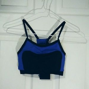 NWT black & blue 4-U Performance sports bra
