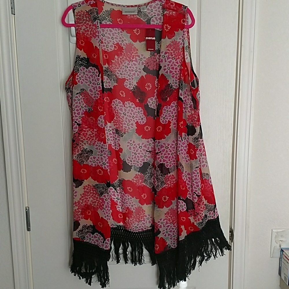 Fringed print vest