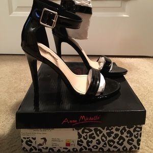 Faux Patent Ankle Strap Heels