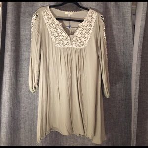 Green and cream lace dress