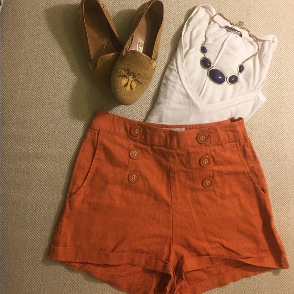 High waisted linen shorts