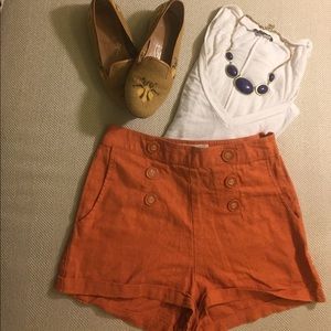 High waisted linen shorts