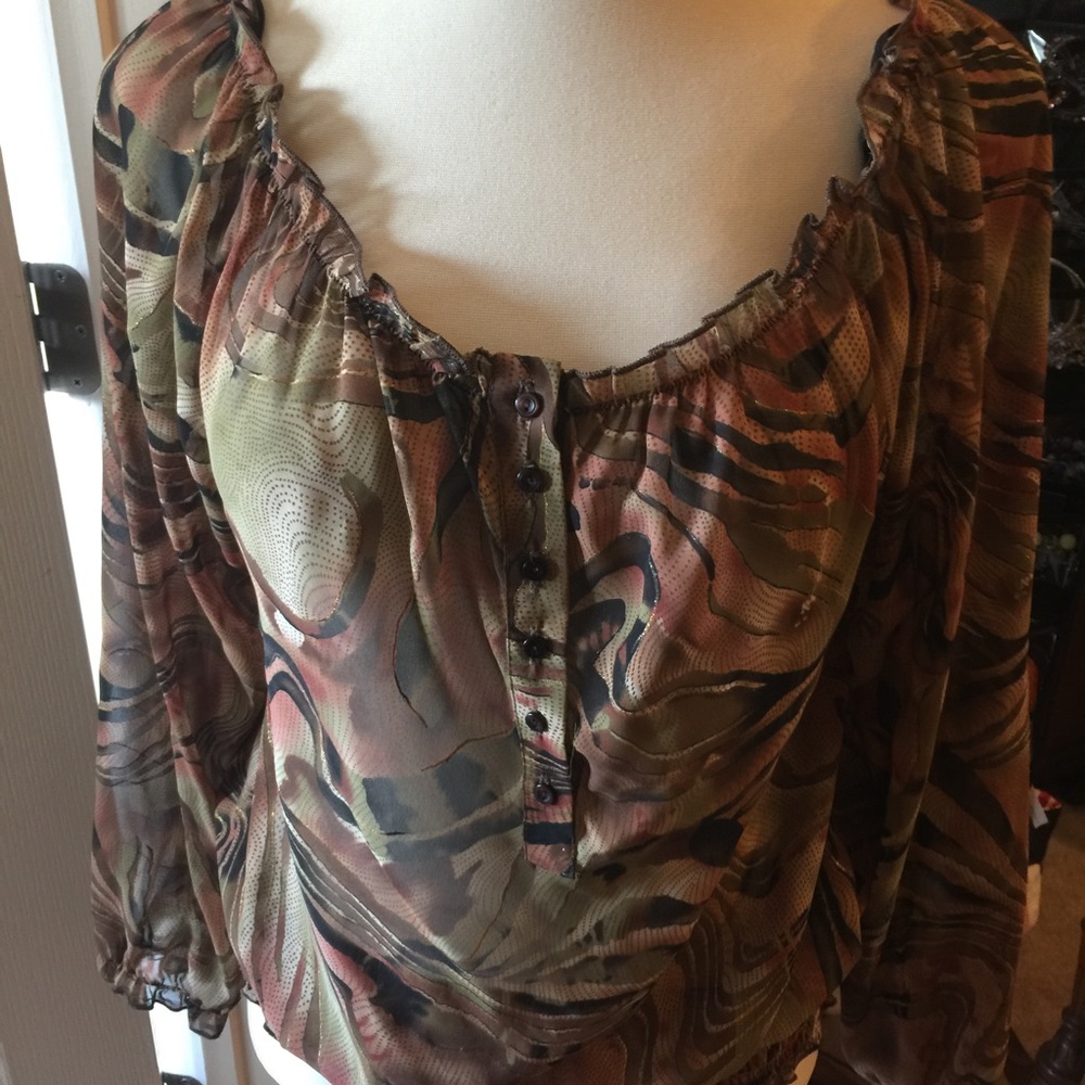 Lane Bryant Silky Sheer Ruched Base Animal Print14