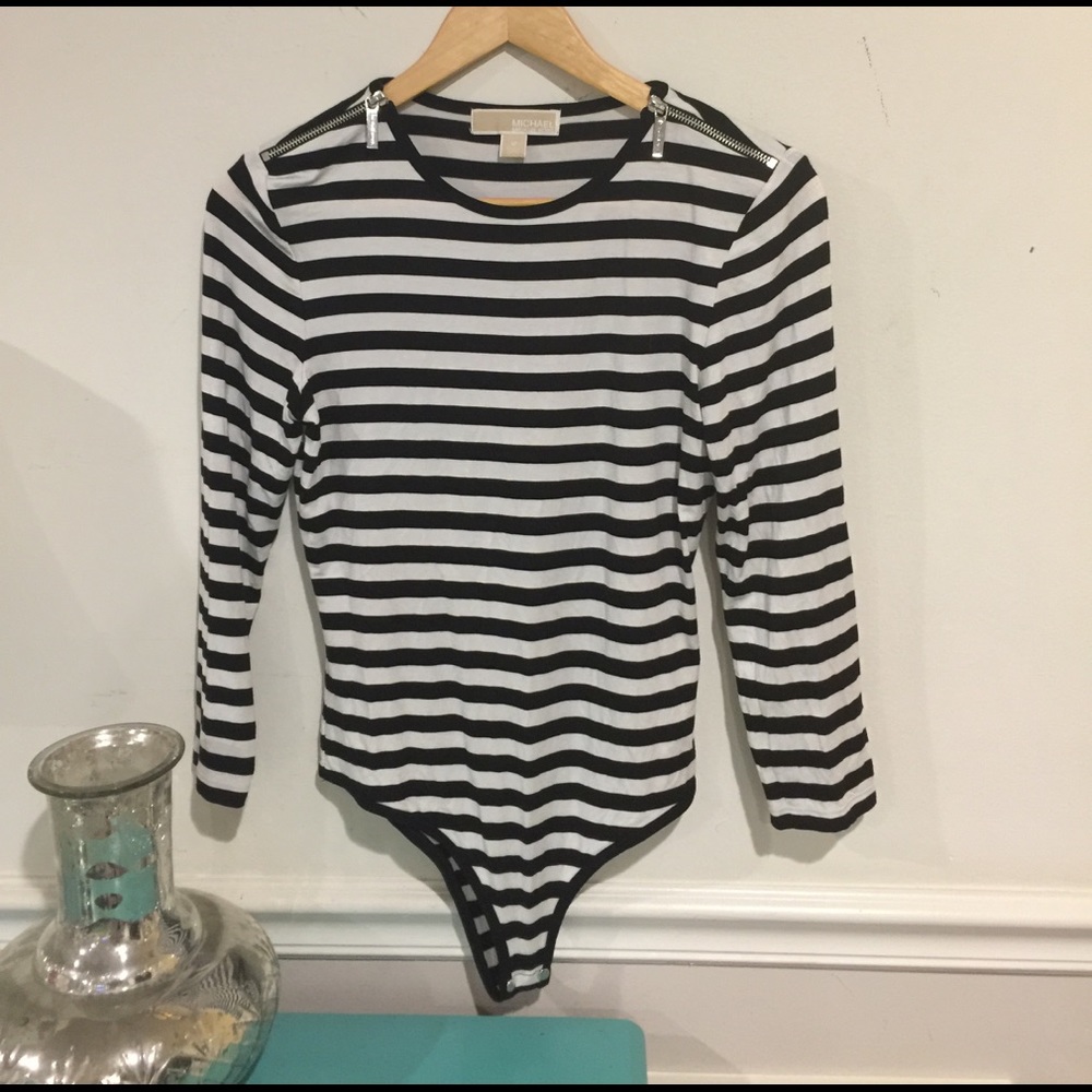 MICHAEL KORS EUC Striped bodysuit. Black and white