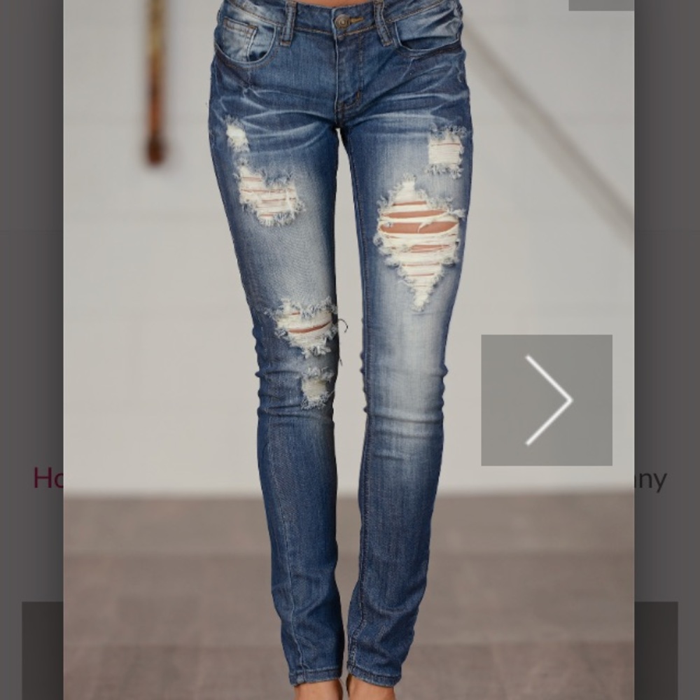 MACHINE Distressed Skinny Jeans - Jennifer Wash
