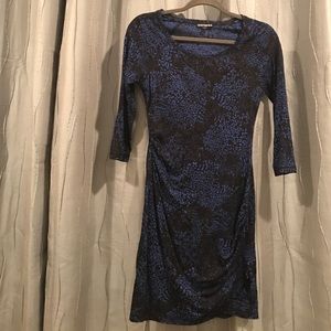 Express 3/4 sleeve midi dress with ruching