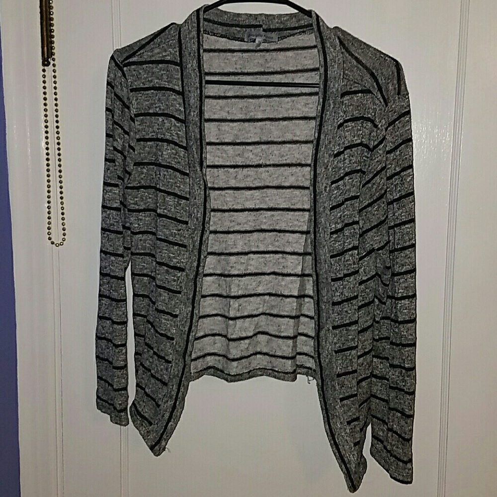 Black and Gray Striped Cardigan