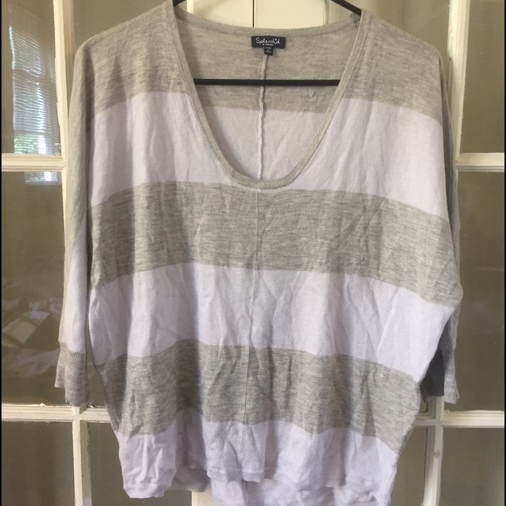 Splendid Cashmere Blend Striped Sweater Shirt