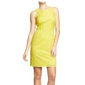 Yellow Sleeveless Eyelet Dress